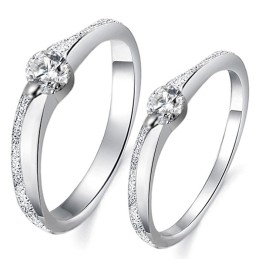 Bague En Titane Plaqué Platine Avec Strass, Qualité Et Quantité Garanties Pour Les Amoureux