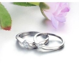Bague En Titane Plaqué Platine Avec Strass, Qualité Et Quantité Garanties Pour Les Amoureux