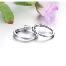Bague En Titane Plaqué Platine Avec Strass, Qualité Et Quantité Garanties Pour Les Amoureux