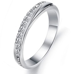 Bague En Titane Plaqué Platine Pour Femme De Haute Qualité Avec Strass