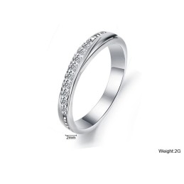 Bague En Titane Plaqué Platine Pour Femme De Haute Qualité Avec Strass