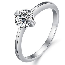 Bague En Titane Plaqué Platine Pour Femme Avec Strass, Qualité Et Quantité Garanties