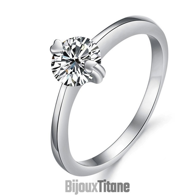 Bague En Titane Plaqué Platine Pour Femme Avec Strass, Qualité Et Quantité Garanties