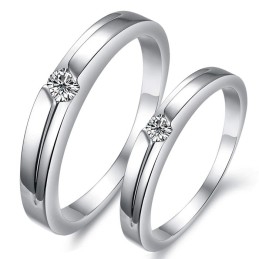 Bague En Titane Plaqué Platine De Qualité Stable Pour Amoureux Avec Strass
