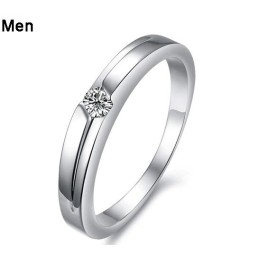 Bague En Titane Plaqué Platine De Qualité Stable Pour Amoureux Avec Strass