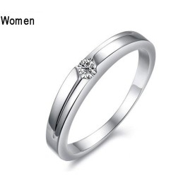 Bague En Titane Plaqué Platine De Qualité Stable Pour Amoureux Avec Strass