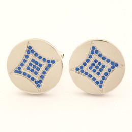 Boutons De Manchette Ronds En Titane Avec Diamants Bleus