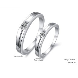 Bague En Titane Plaqué Platine De Qualité Stable Pour Amoureux Avec Strass