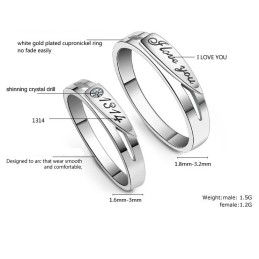 Bague En Titane Plaqué Platine De Haute Qualité Pour Les Amoureux