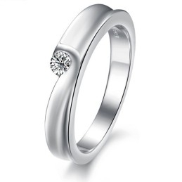 Bague En Titane Plaqué Platine De Qualité Stable Pour Amoureux Avec Strass