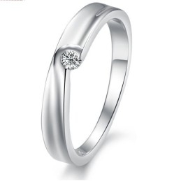 Bague En Titane Plaqué Platine De Qualité Stable Pour Amoureux Avec Strass