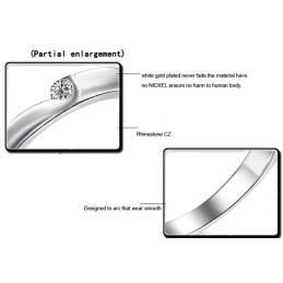 Bague En Titane Plaqué Platine De Qualité Stable Pour Amoureux Avec Strass