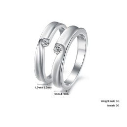 Bague En Titane Plaqué Platine De Qualité Stable Pour Amoureux Avec Strass