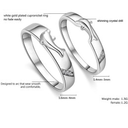 Bague En Titane Plaqué Platine Dolphin Pour Amoureux, Complète Avec Spécifications