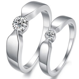 Bague En Titane Plaqué Platine De Haute Qualité Pour Amoureux Avec Strass
