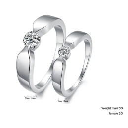 Bague En Titane Plaqué Platine De Haute Qualité Pour Amoureux Avec Strass