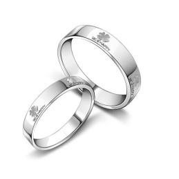 Bague En Titane Plaqué Platine En Forme De Trèfle, Réputée Pour Sa Qualité Exceptionnelle, Idéale Pour Les Amoureux