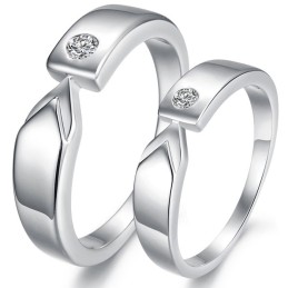 Bague En Titane Plaqué Platine De Haute Qualité Pour Amoureux Avec Strass