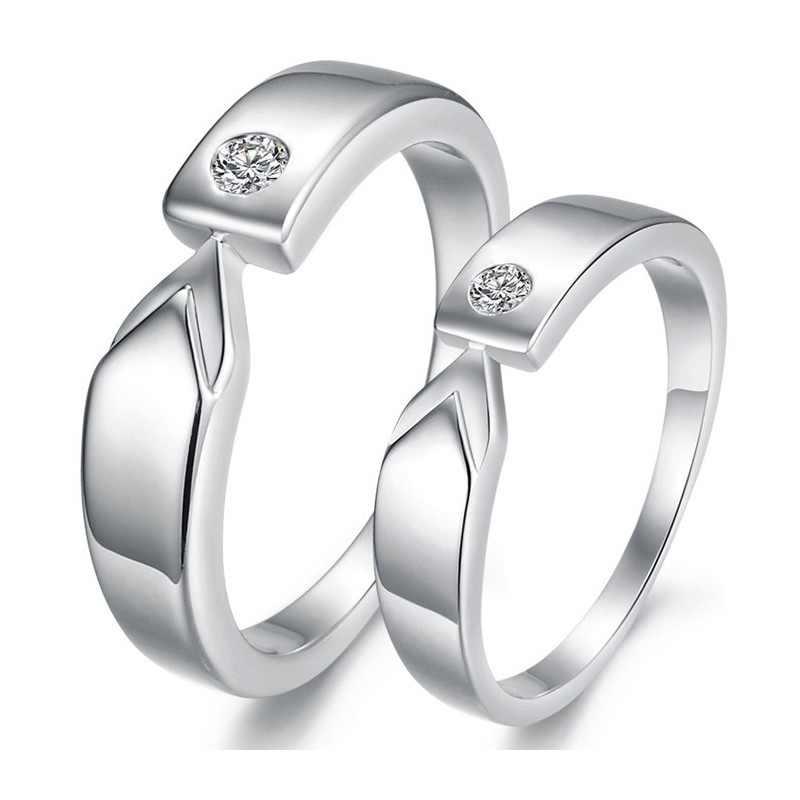 Bague En Titane Plaqué De Haute Qualité Pour Amoureux Avec Strass