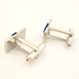 Boutons De Manchette Oblongs En Titane Et Agate Bleue