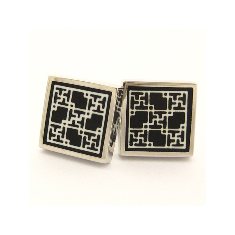 Boutons De Manchette Carrés En Titane Et Plaqué Ip Noir