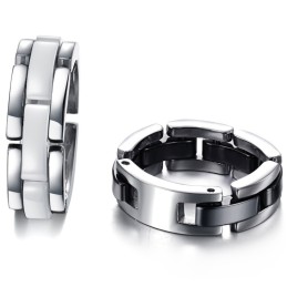 Bague En Céramique Tungstène Noir Et Blanc À Larges Variétés