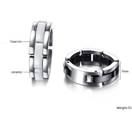 Bague En Céramique Tungstène Noir Et Blanc À Larges Variétés