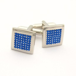Boutons De Manchette Carrés En Titane Avec Diamants Bleus