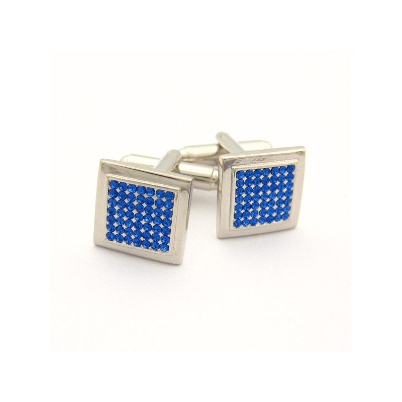 Boutons De Manchette Carrés En Titane Avec Diamants Bleus Boutons De Manchette Carrés En Titane Avec Diamants Bleus