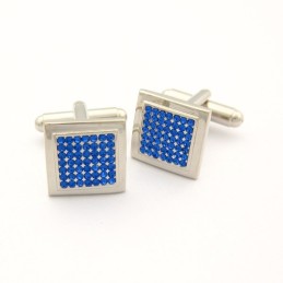 Boutons De Manchette Carrés En Titane Avec Diamants Bleus