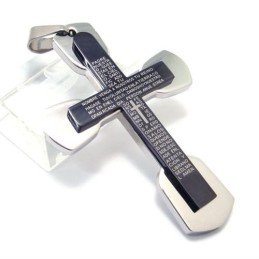 Pendentif Croix Biblique Tendance En Titane Noir Pour Homme - Chaîne Offerte