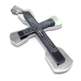 Pendentif Croix Biblique Tendance En Titane Noir Pour Homme - Chaîne Offerte