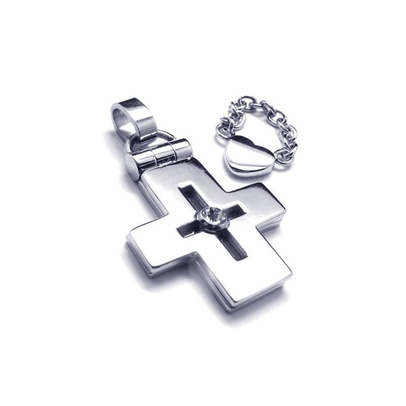 Pendentif Croix En Titane Ouvrable Avec Cœur - Chaîne Gratuite Pendentif Croix En Titane Ouvrable Avec Cœur - Chaîne Gratuite