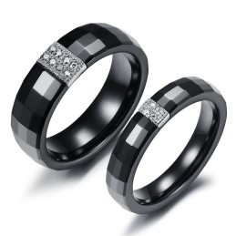 Bague En Tungstène Et Céramique Losange Facile À Utiliser Pour Les Amoureux