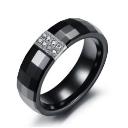 Bague En Tungstène Et Céramique Losange Facile À Utiliser Pour Les Amoureux