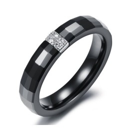 Bague En Tungstène Et Céramique Losange Facile À Utiliser Pour Les Amoureux