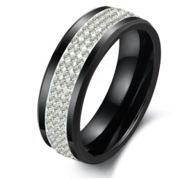 Bague En Céramique Tungstène Noire D'Excellente Qualité Avec Strass
