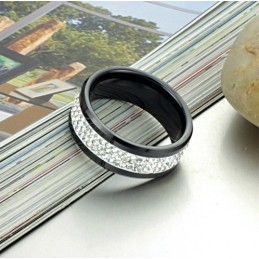 Bague En Céramique Tungstène Noire D'Excellente Qualité Avec Strass