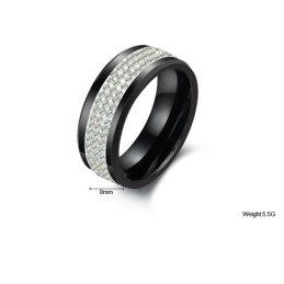 Bague En Céramique Tungstène Noire D'Excellente Qualité Avec Strass
