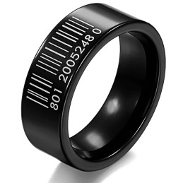 Bague En Céramique Tungstène À Code-Barres Noir De Renommée Mondiale