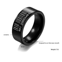 Bague En Céramique Tungstène À Code-Barres Noir De Renommée Mondiale