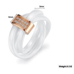 Bague En Céramique De Tungstène Tricyclique De Qualité Stable Avec Strass