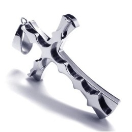 Pendentif Croix En Titane Ondulé Tendance - Chaîne Gratuite