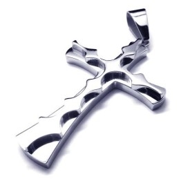 Pendentif Croix En Titane Ondulé Tendance - Chaîne Gratuite