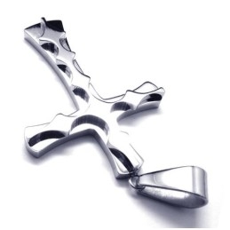 Pendentif Croix En Titane Ondulé Tendance - Chaîne Gratuite