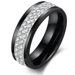 Bague En Céramique Tungstène Noire À Performances Fiables Avec Strass