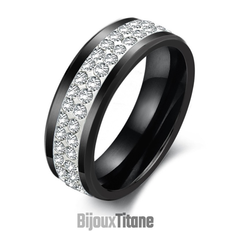 Bague En Céramique Tungstène Noire À Performances Fiables Avec Strass Bague En Céramique Tungstène Noire À Performances Fiables Avec Strass