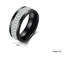 Bague En Céramique Tungstène Noire À Performances Fiables Avec Strass