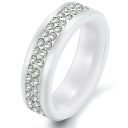 Bague En Céramique Tungstène Blanc De Haute Qualité Avec Strass