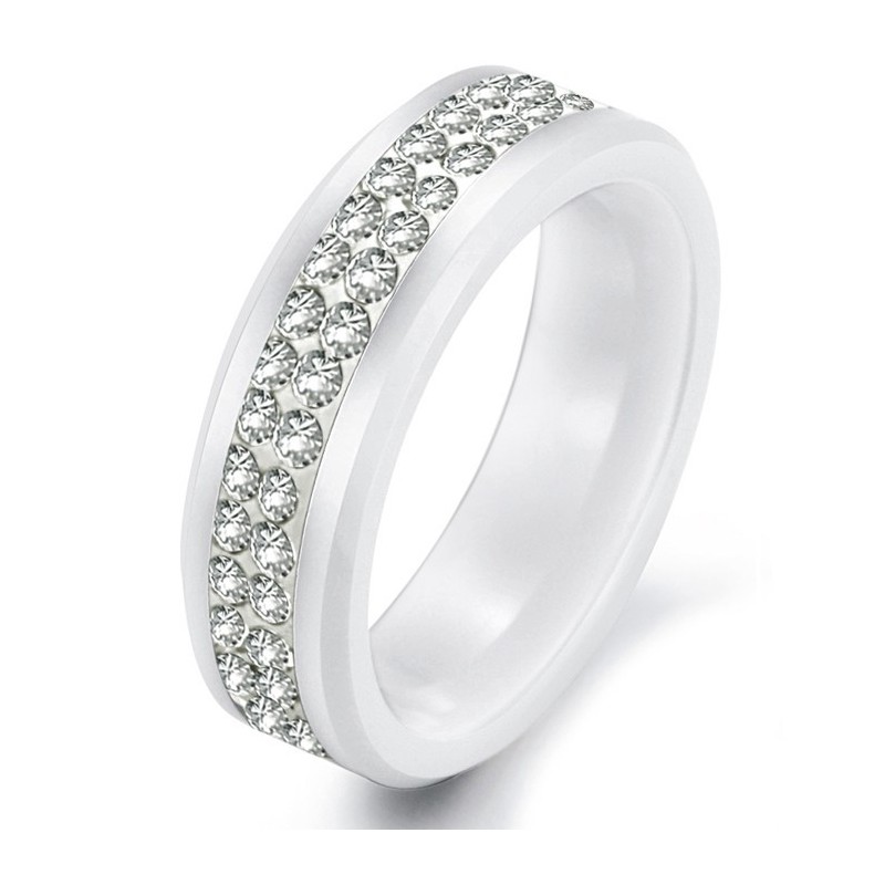 Bague En Céramique Tungstène Blanc De Haute Qualité Avec Strass
